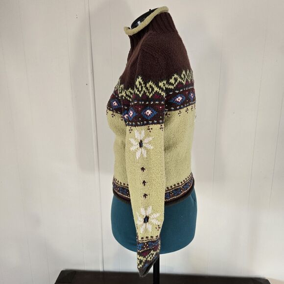 Planet Earth Sweaters Women's Medium Knit Sweater Hand Loomed Peru 100% Cotton - Picture 9 of 10